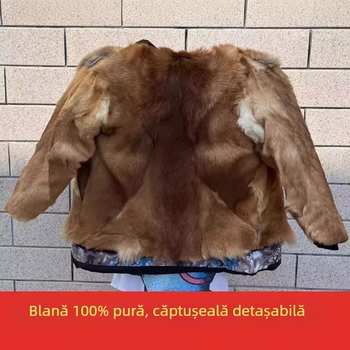 Palton din lână cu umplutură din bumbac, glugă, fermoar, căptușeală detașabilă, izolație densă