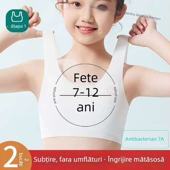 Sutien-vest pentru fete din nylon, cu cupă completă, cupă ușor modelată, 9–13 ani, bretele fixe în dublu, căptușeală din viscose