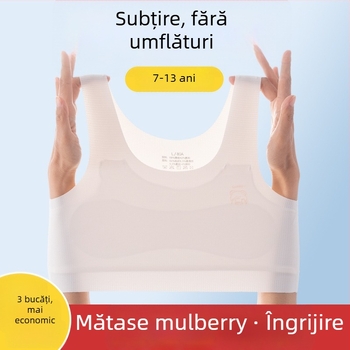 Sutien-vest pentru fete din nylon, cu cupă completă, cupă ușor modelată, 9–13 ani, bretele fixe în dublu, căptușeală din viscose
