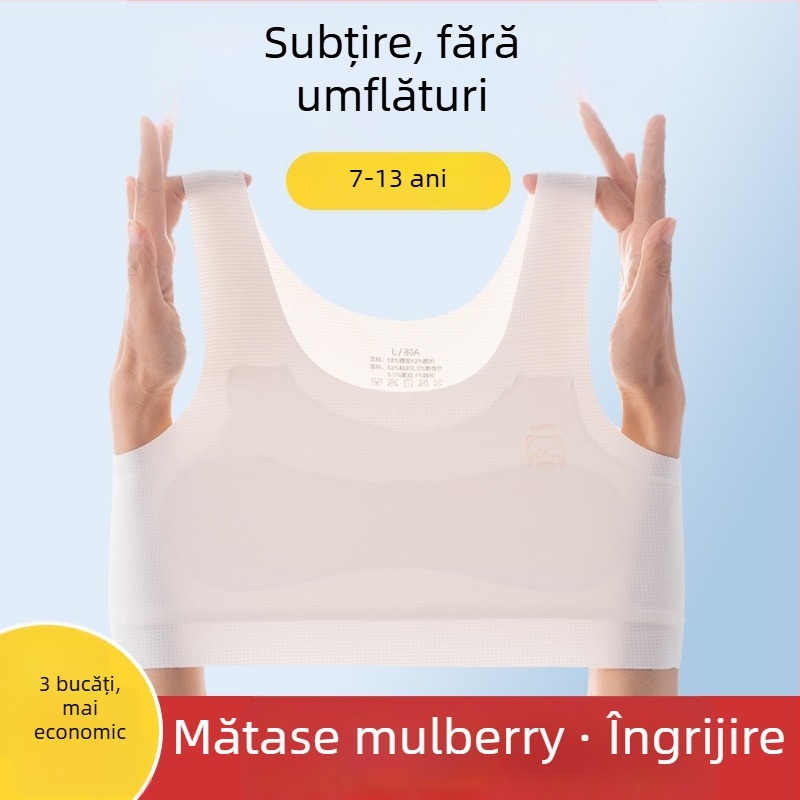 Sutien-vest pentru fete din nylon, cu cupă completă, cupă ușor modelată, 9–13 ani, bretele fixe în dublu, căptușeală din viscose