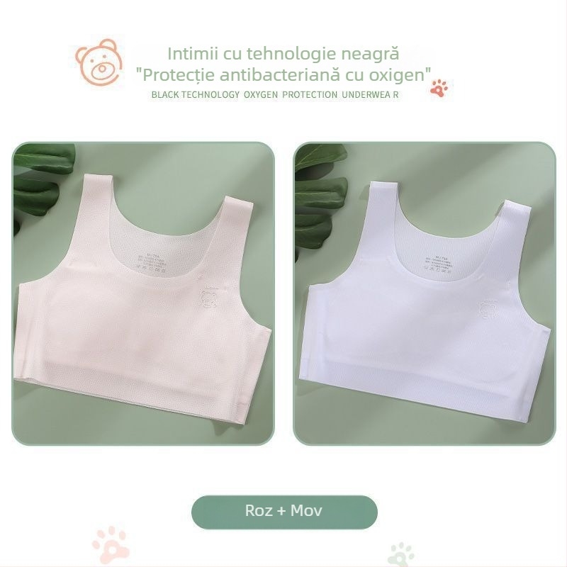 Sutien-vest pentru fete din nylon, cu cupă completă, cupă ușor modelată, 9–13 ani, bretele fixe în dublu, căptușeală din viscose