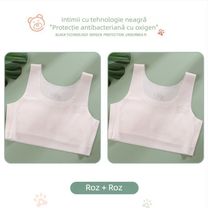 Sutien-vest pentru fete din nylon, cu cupă completă, cupă ușor modelată, 9–13 ani, bretele fixe în dublu, căptușeală din viscose