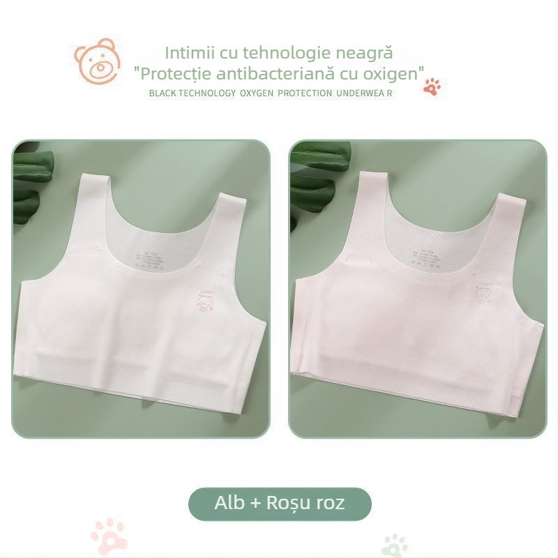 Sutien-vest pentru fete din nylon, cu cupă completă, cupă ușor modelată, 9–13 ani, bretele fixe în dublu, căptușeală din viscose