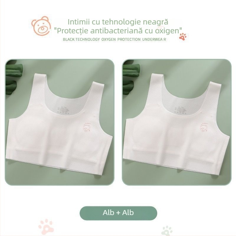 Sutien-vest pentru fete din nylon, cu cupă completă, cupă ușor modelată, 9–13 ani, bretele fixe în dublu, căptușeală din viscose