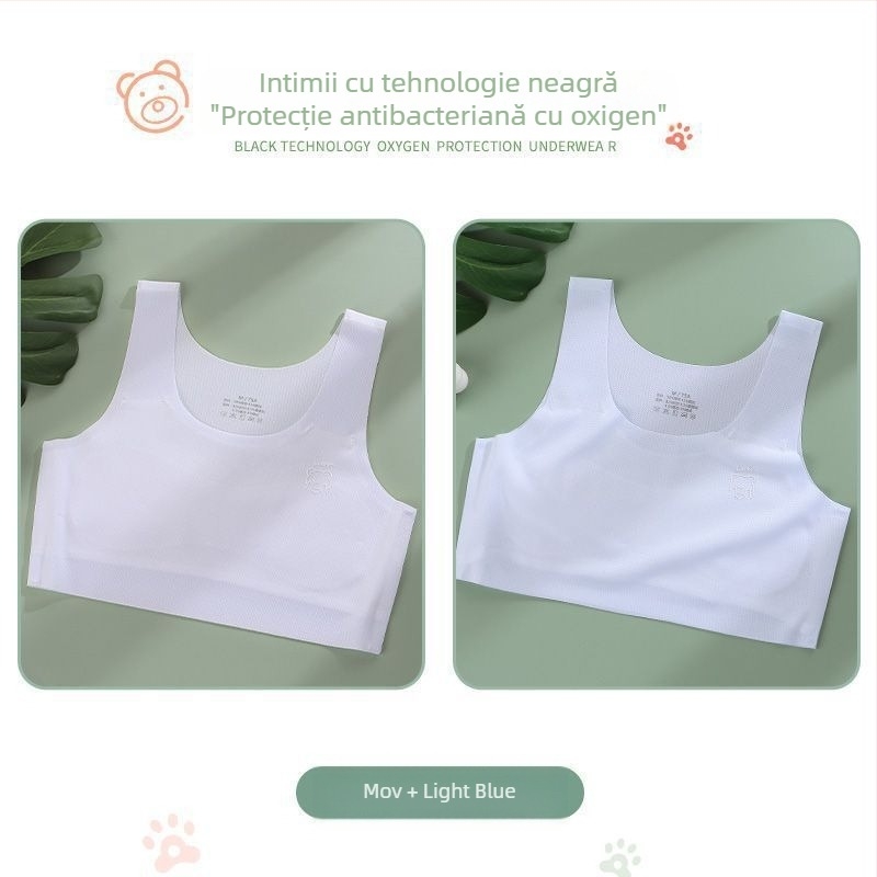 Sutien-vest pentru fete din nylon, cu cupă completă, cupă ușor modelată, 9–13 ani, bretele fixe în dublu, căptușeală din viscose
