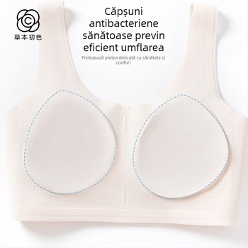 Sutien pentru fete, stil vestă, nailon, cupă completă, cupe subțiri modelate cu burete, bretele fixe duble, pentru vârsta 12–15 ani