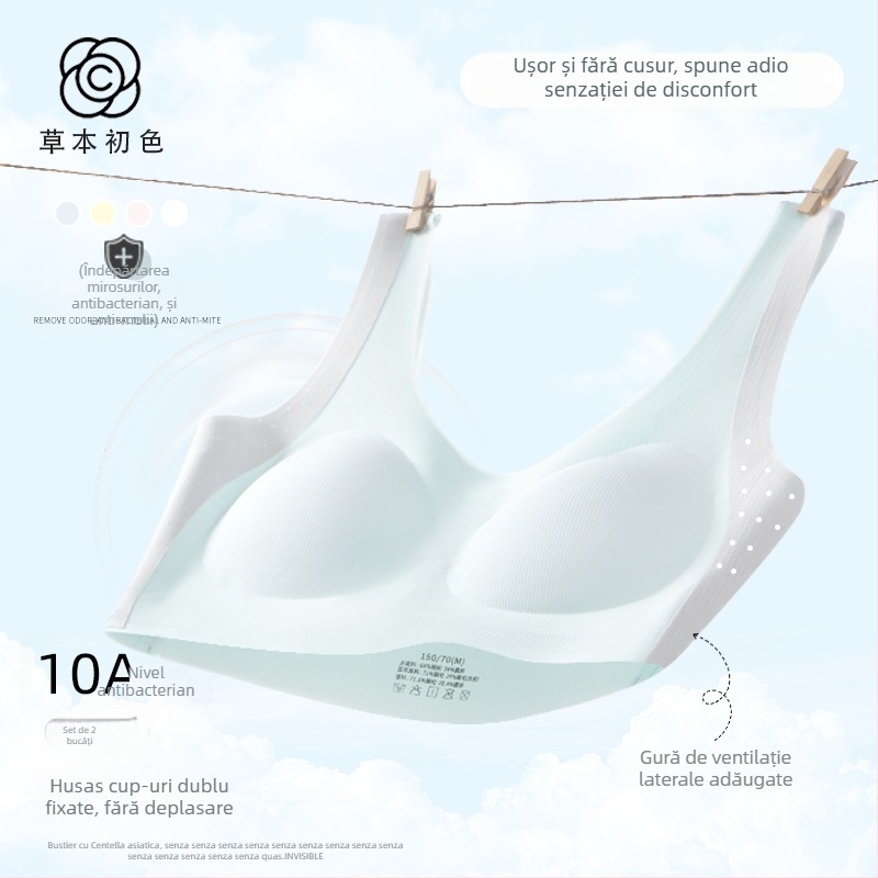 Sutien pentru fete, stil vestă, nailon, cupă completă, cupe subțiri modelate cu burete, bretele fixe duble, pentru vârsta 12–15 ani