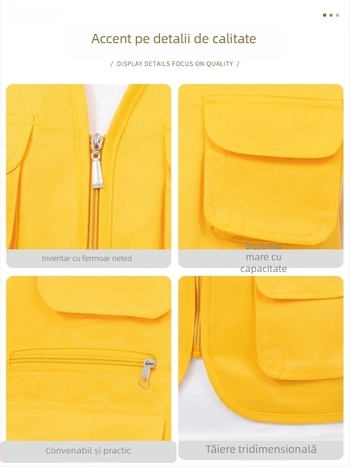 Vesta foto - Uniformă de lucru personalizată, fermoar, 100% poliester, croială lejeră, culoare uni, imprimare logo