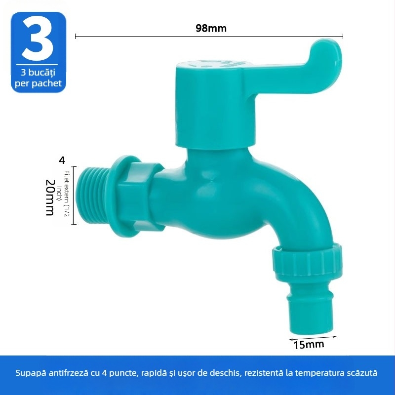 Robinet din plastic, construcție monocameră, deschidere cu cheie, potrivit pentru duș.