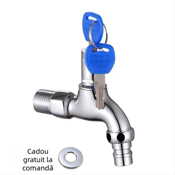 Robinet exterior cu încuietoare anti-furt – miez ceramic al valvei, montaj în perete, material: aliaj de zinc și cupru, temperatură de lucru 0-80°C