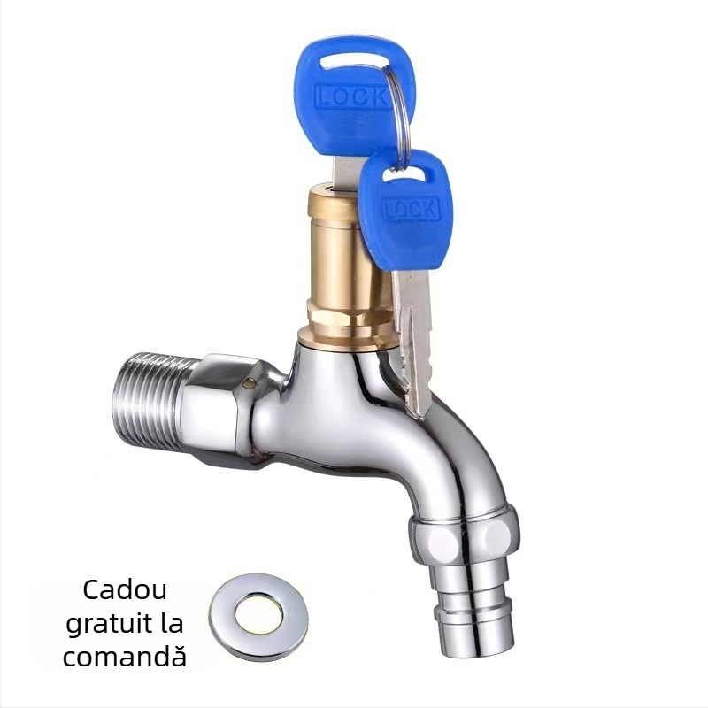 Robinet exterior cu încuietoare anti-furt – miez ceramic al valvei, montaj în perete, material: aliaj de zinc și cupru, temperatură de lucru 0-80°C