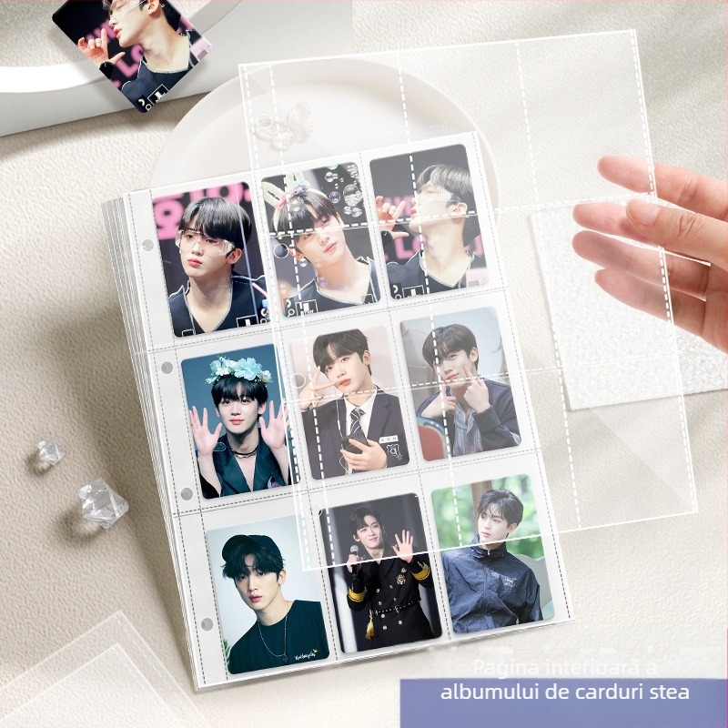 Album de carduri cu pagini interioare cu grilă de nouă căsuțe pentru cărți poștale și depozitare bilete
