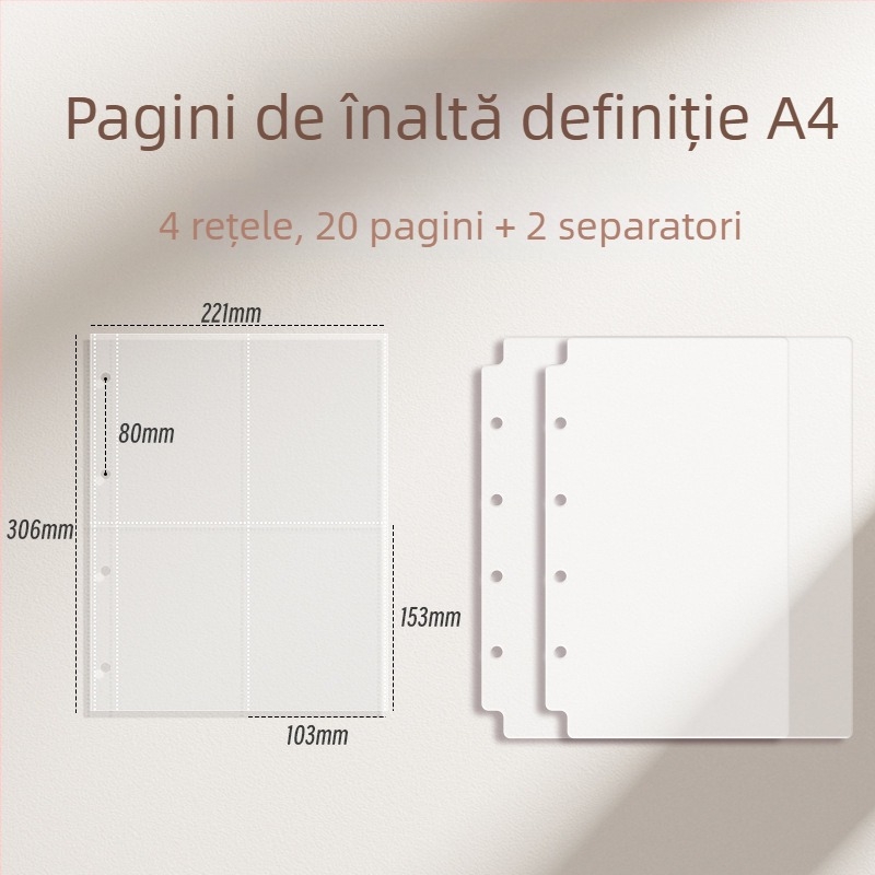 Album de carduri cu pagini interioare cu grilă de nouă căsuțe pentru cărți poștale și depozitare bilete