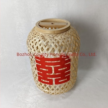 Felinar din bambus, cu design decupat din ratan împletit, stil modern minimalist, decor pentru hoteluri/restaurante
