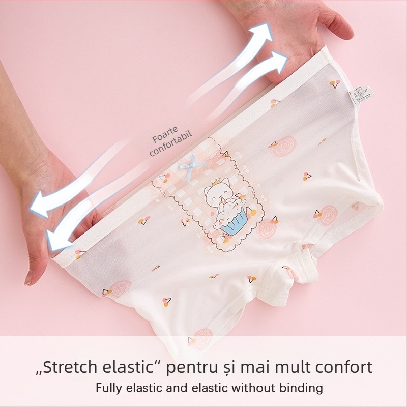 Boxeri pentru fete din modal, 95% modal, talie fără oase cu cusături, vara 2025, pentru copii 3–8 ani (100–140 cm)