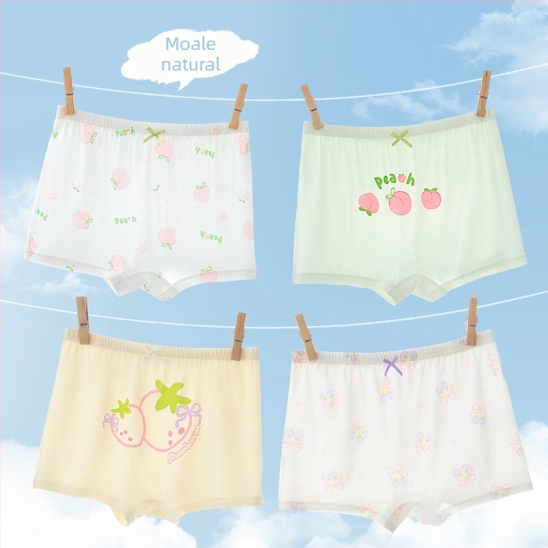 Boxeri pentru fete din modal, 95% modal, talie fără oase cu cusături, vara 2025, pentru copii 3–8 ani (100–140 cm)