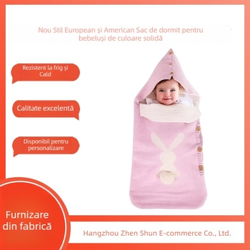 Sac de dormit pentru bebeluși, tricotat în stil Cartoon, cu nasturi în formă de iepuraș, țesătură acrilică, greutate sub 1 kg, conținut 98%, personalizare disponibilă