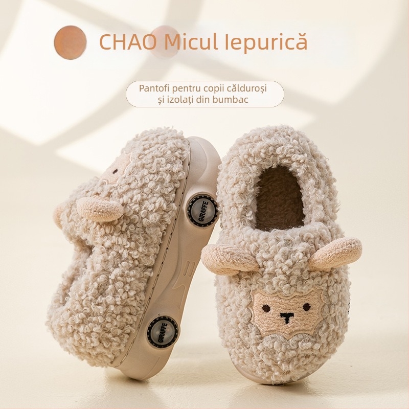 Papuci de interior pentru copii, model desen animat, talpă PVC groasă, toamnă-iarnă, 4–6 ani
