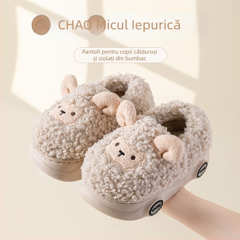 Papuci de interior pentru copii, model desen animat, talpă PVC groasă, toamnă-iarnă, 4–6 ani