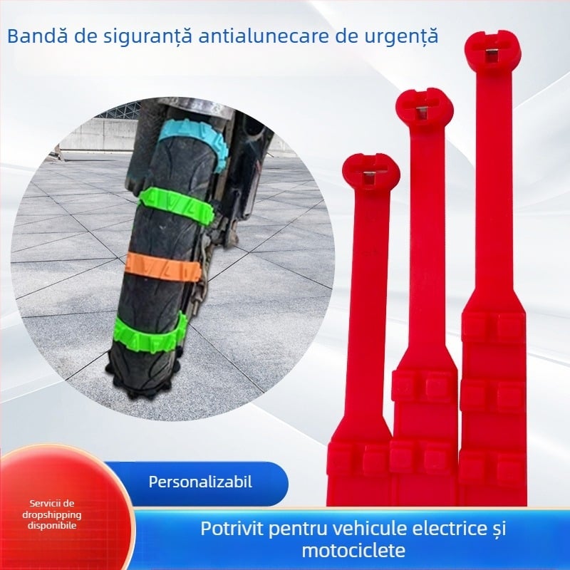 Dispozitiv de tracțiune pentru anvelope, pentru vehicule cu trei sau patru roți, din nylon; Marcă: Altă