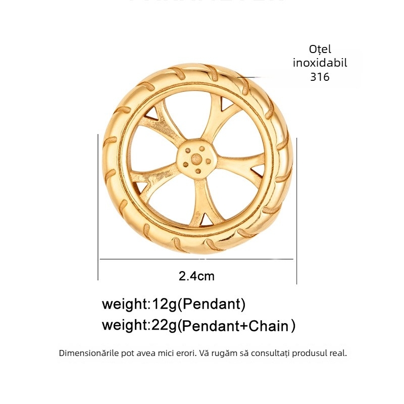 Colier din oțel de titan, stil Ins, cu pandant geometric 38778, electroplacare, vară 2024