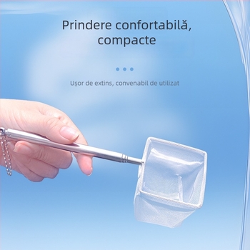 Plasă de acvariu din oțel inoxidabil, telescopică, cu plasă densă, pentru pești și țestoase