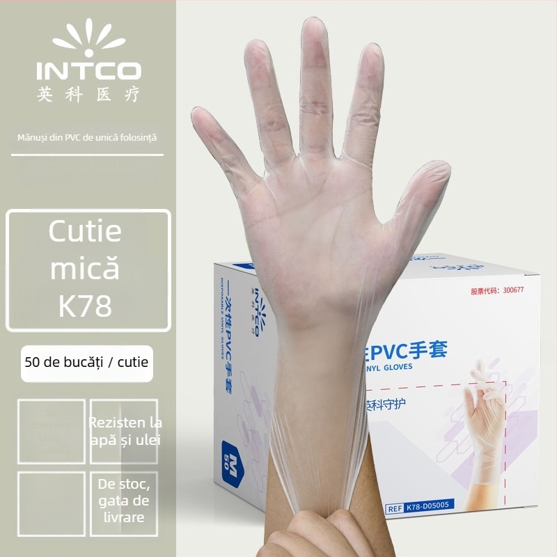 Mănuși PVC Yingke, de unică folosință, pentru procesare alimentară și curățenie zilnică, aprobare Wanhuai mașină nr. 20200001