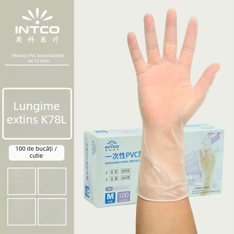 Mănuși PVC Yingke, de unică folosință, pentru procesare alimentară și curățenie zilnică, aprobare Wanhuai mașină nr. 20200001