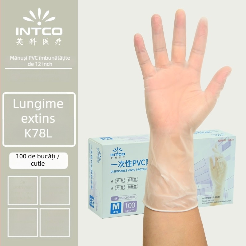 Mănuși PVC Yingke, de unică folosință, pentru procesare alimentară și curățenie zilnică, aprobare Wanhuai mașină nr. 20200001