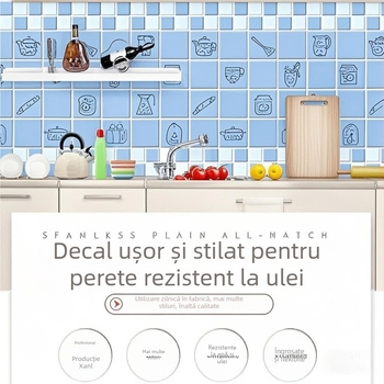 Autocolant de perete pentru bucătărie – PET material, rezistent la ulei, rezistent la căldură, anti-murdărie, design modern
