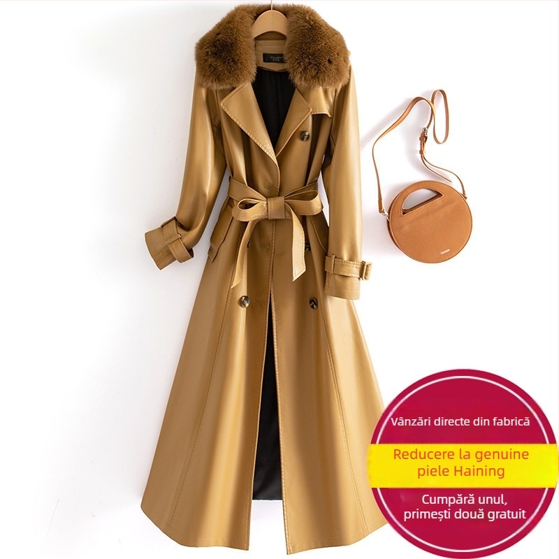 Emanko jachetă din piele artificială pentru femei, croială slim, mâneci lungi, guler tip sacou, închidere cu trei nasturi