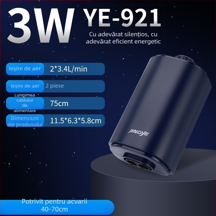 Pompa Jingye de oxigenare – pentru pești aurii, aerator cu patru capete, debit mare de aer, pompă de apă pentru acvariu, 1 kg