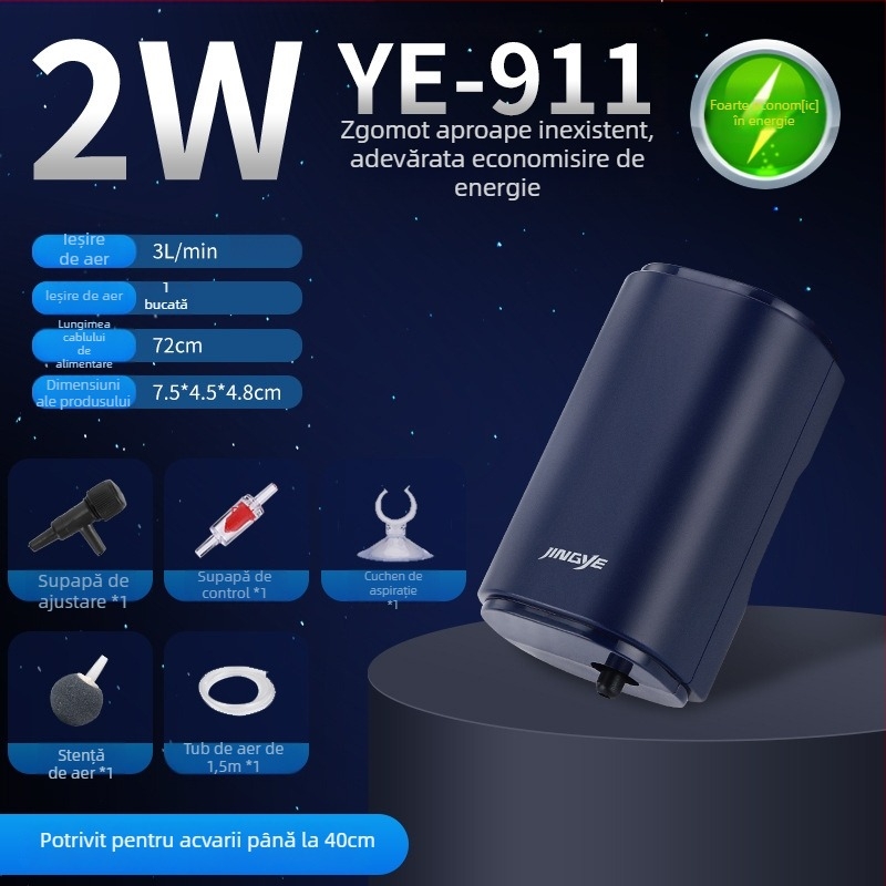 Pompa Jingye de oxigenare – pentru pești aurii, aerator cu patru capete, debit mare de aer, pompă de apă pentru acvariu, 1 kg