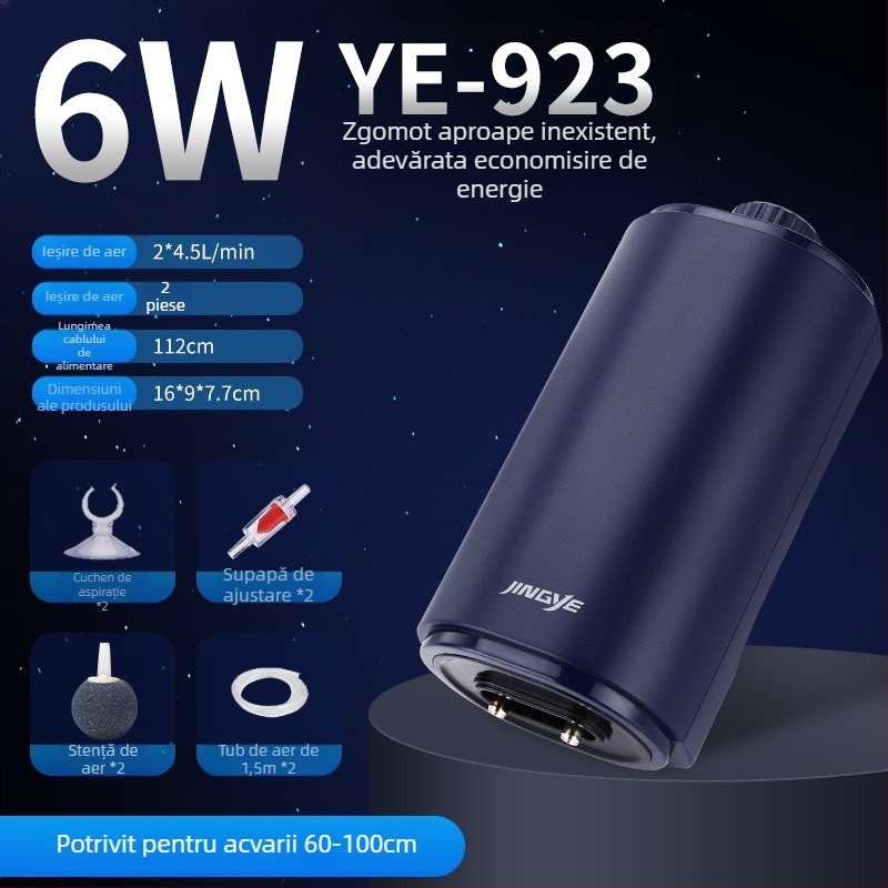 Pompa Jingye de oxigenare – pentru pești aurii, aerator cu patru capete, debit mare de aer, pompă de apă pentru acvariu, 1 kg
