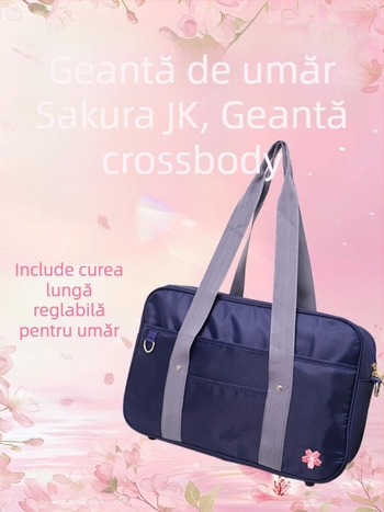 Geantă școlară JK-Uniform brodată, din Oxford, cu fermoar