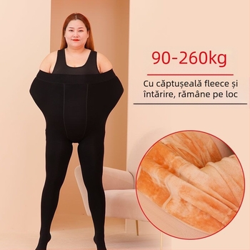 Colanți termici cu fleece pentru iarnă, talie înaltă, lungi, subțiere (Fleece fără pilin; Talie înaltă; Elasticitate medie)