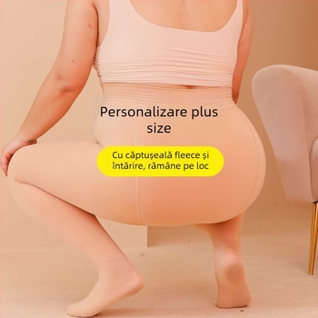 Colanți termici cu fleece pentru iarnă, talie înaltă, lungi, subțiere (Fleece fără pilin; Talie înaltă; Elasticitate medie)