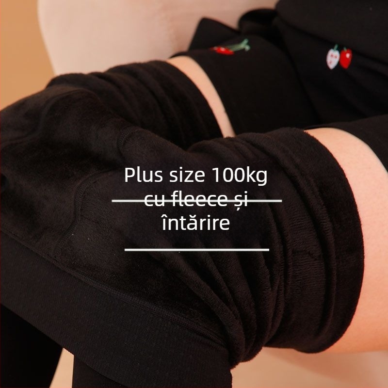 Colanți termici cu fleece pentru iarnă, talie înaltă, lungi, subțiere (Fleece fără pilin; Talie înaltă; Elasticitate medie)