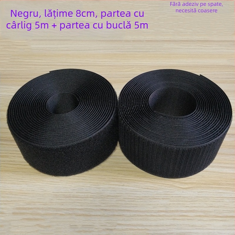 Bandă Velcro pentru fixare la cusut pe haine, încălțăminte și pălării; 50% nylon + 50% poliester.