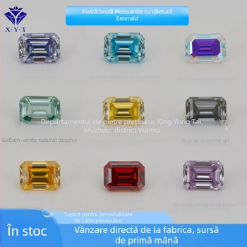 Xing Yong Tai Moissanite piatră liberă cu tăiere emerald-cut dreptunghiulară, claritate VVS, lustruit, piatră artificială