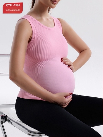 Top de yoga pentru maternitate, cupe spiralate, bretele spiralate, înaltă elasticitate, fără fir, material care elimină umezeala, 90% nylon / 10% spandex, cu inserție pentru sân, model 2025, pentru femei