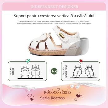 Snaffi Sandale Prințese pentru fete – partea superioară din piele sintetică, talpă din cauciuc, închidere Velcro, imprimeu animal, pentru vârsta 7–16 ani