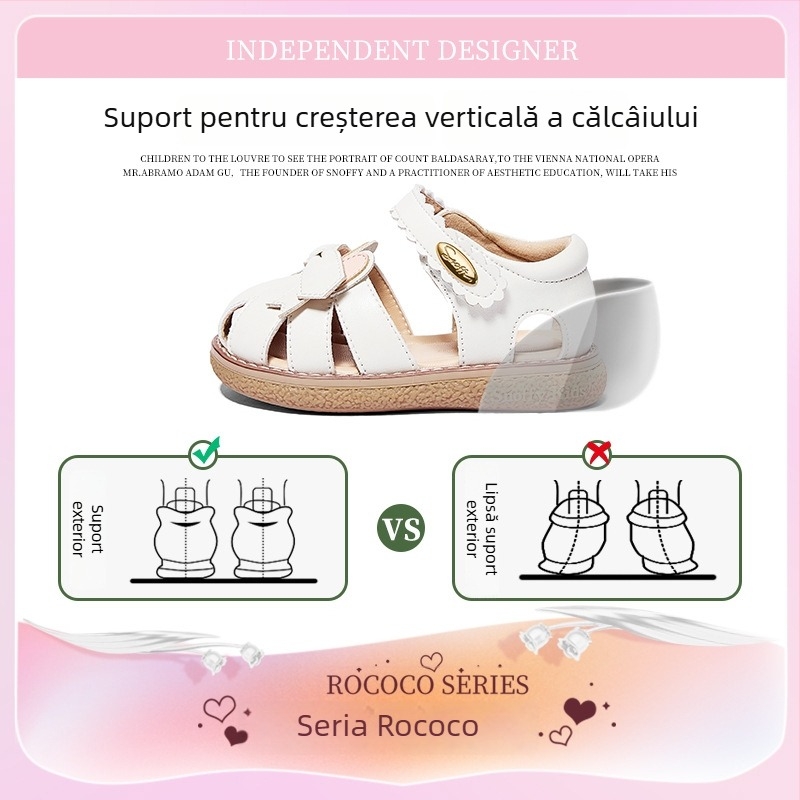Snaffi Sandale Prințese pentru fete – partea superioară din piele sintetică, talpă din cauciuc, închidere Velcro, imprimeu animal, pentru vârsta 7–16 ani
