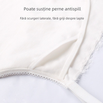 Top pentru sarcină și alăptare, cu design dublu de ridicare și pernă încorporată pentru sân (bumbac natural; decolteu în V; fără mâneci)