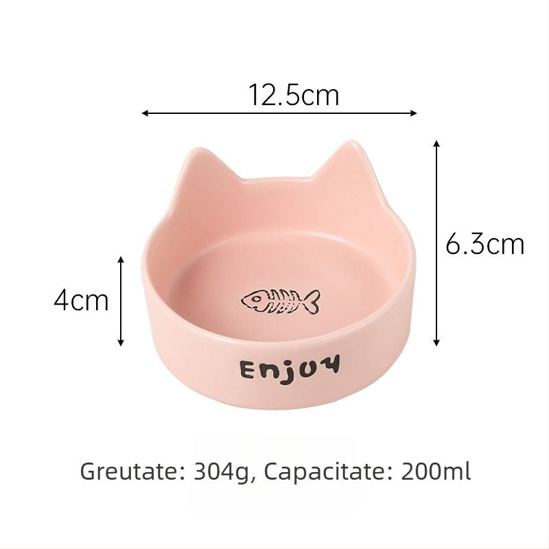 Bol ceramic pentru pisici, mâncare și apă, cu design anti-rasturnare, marcă privată autorizată