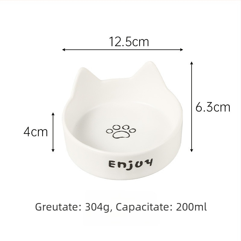 Bol ceramic pentru pisici, mâncare și apă, cu design anti-rasturnare, marcă privată autorizată