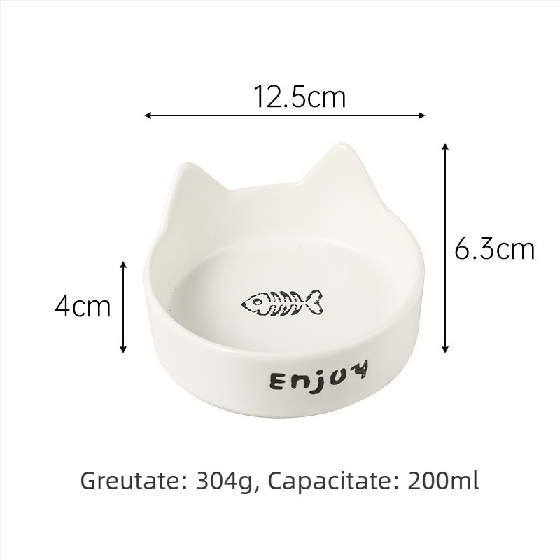 Bol ceramic pentru pisici, mâncare și apă, cu design anti-rasturnare, marcă privată autorizată