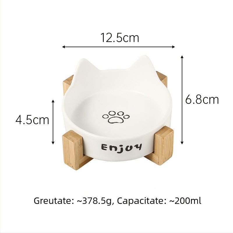 Bol ceramic pentru pisici, mâncare și apă, cu design anti-rasturnare, marcă privată autorizată