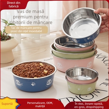 Mengdi oțel inoxidabil – bol pentru animale de companie cu bază anti alunecare, bol pentru câine și pisică, origine Taizhou, Zhejiang