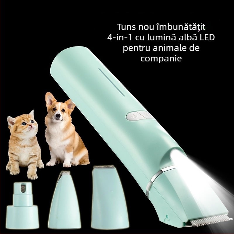 Mașină electrică de tuns pentru animale de companie cu LED, model 2406A, corp din ABS, pentru câini și pisici, ambalaj 48 buc.